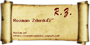Rozman Zdenkó névjegykártya